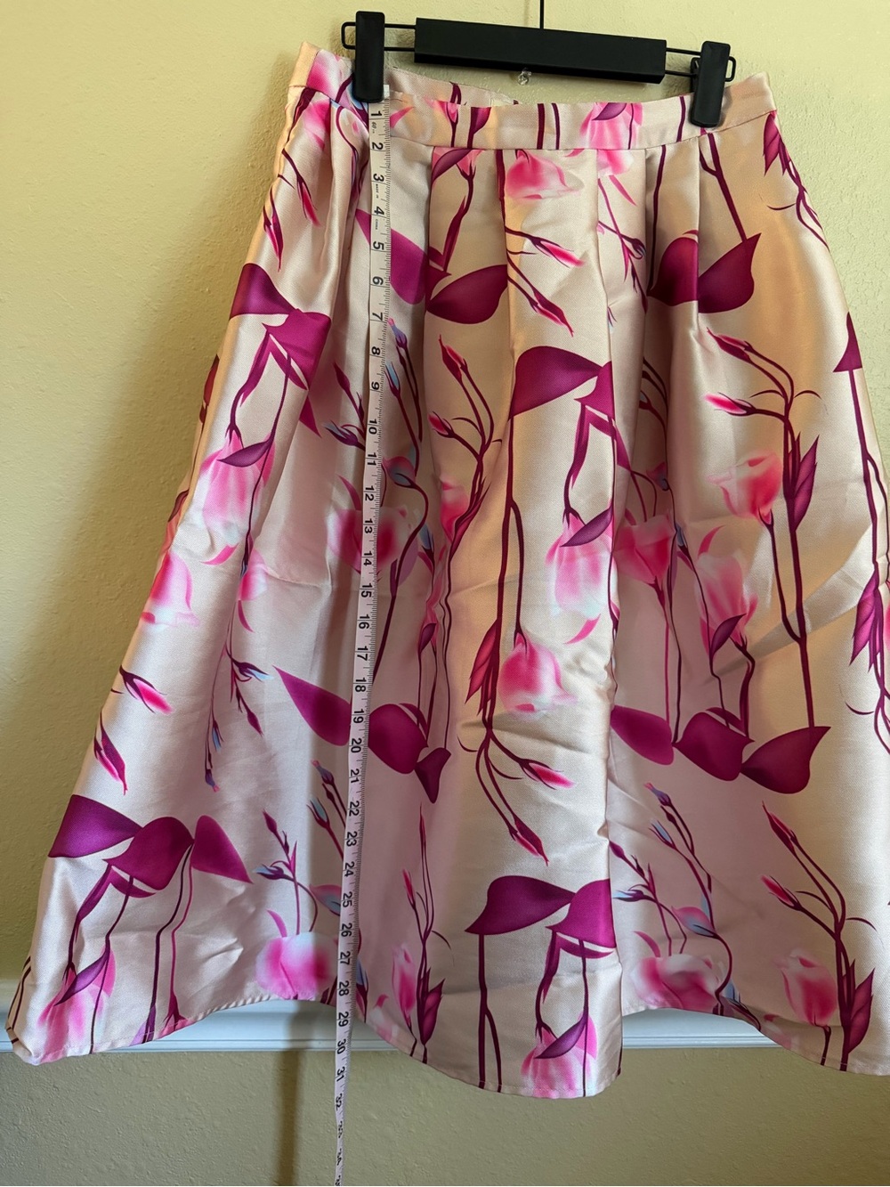 Jealous Tomato Pink and Magenta Floral A-Line Midi Skirt